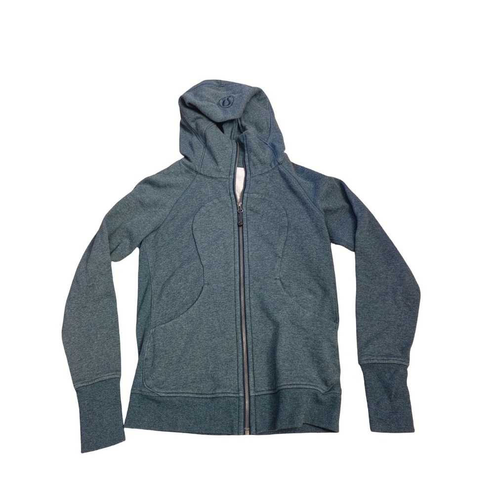Lululemon Scuba Full Zip Hoodie Heathered Teal Blue Women Size 8